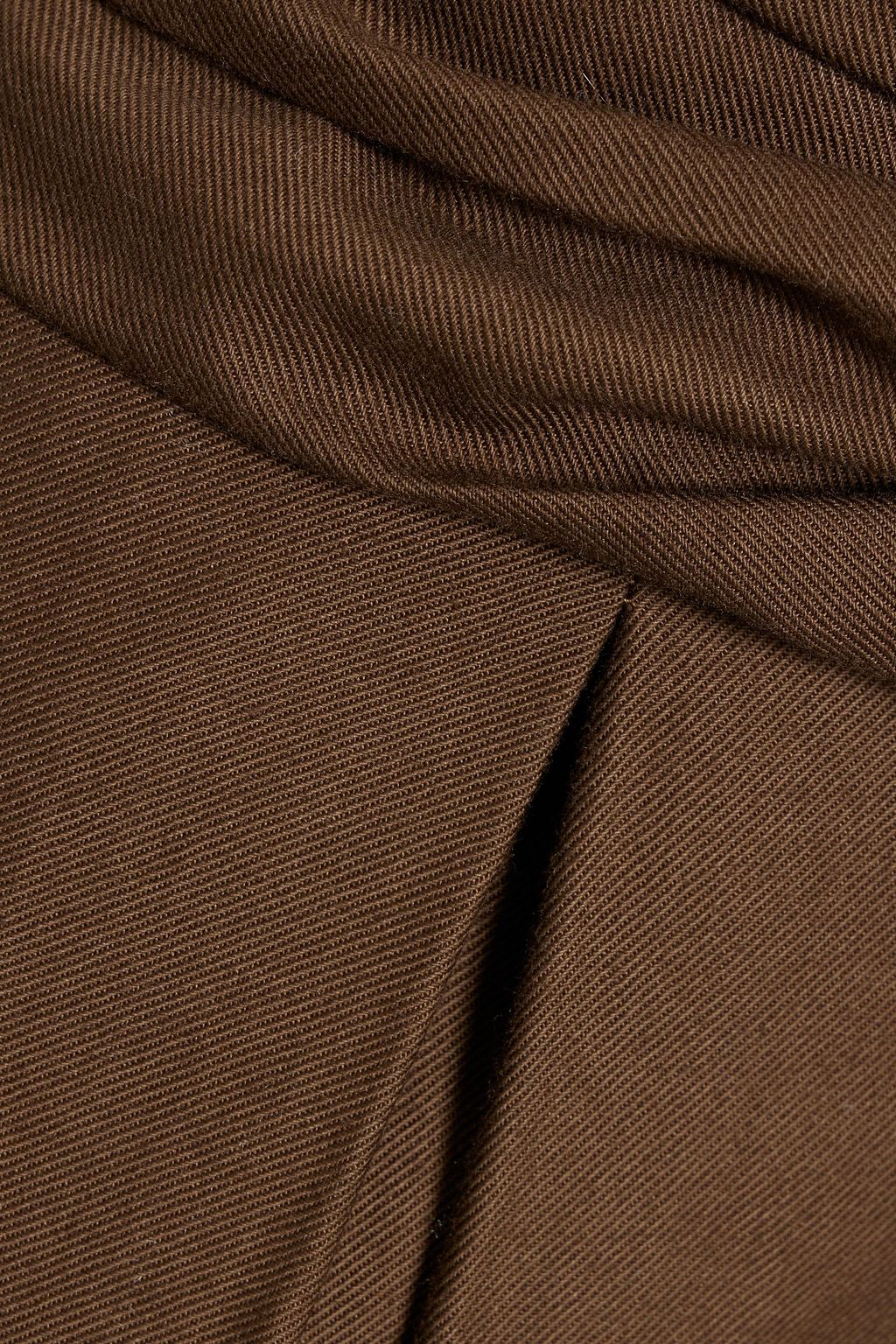 VINCE. Belted pleated cotton and wool-blend twill midi skirt