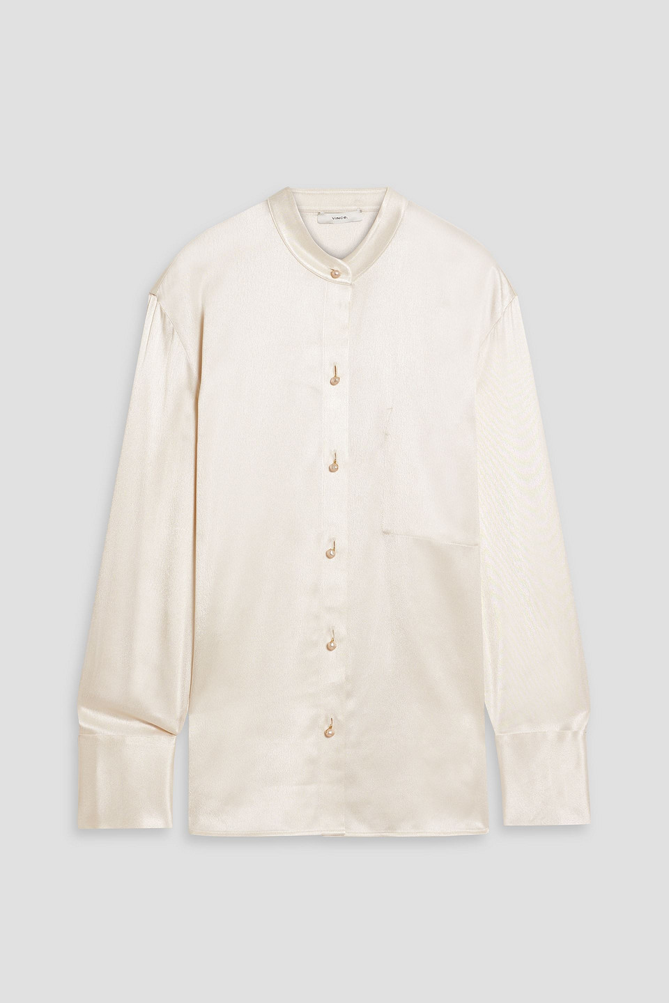 Vince Satin-crepe Shirt In Ecru