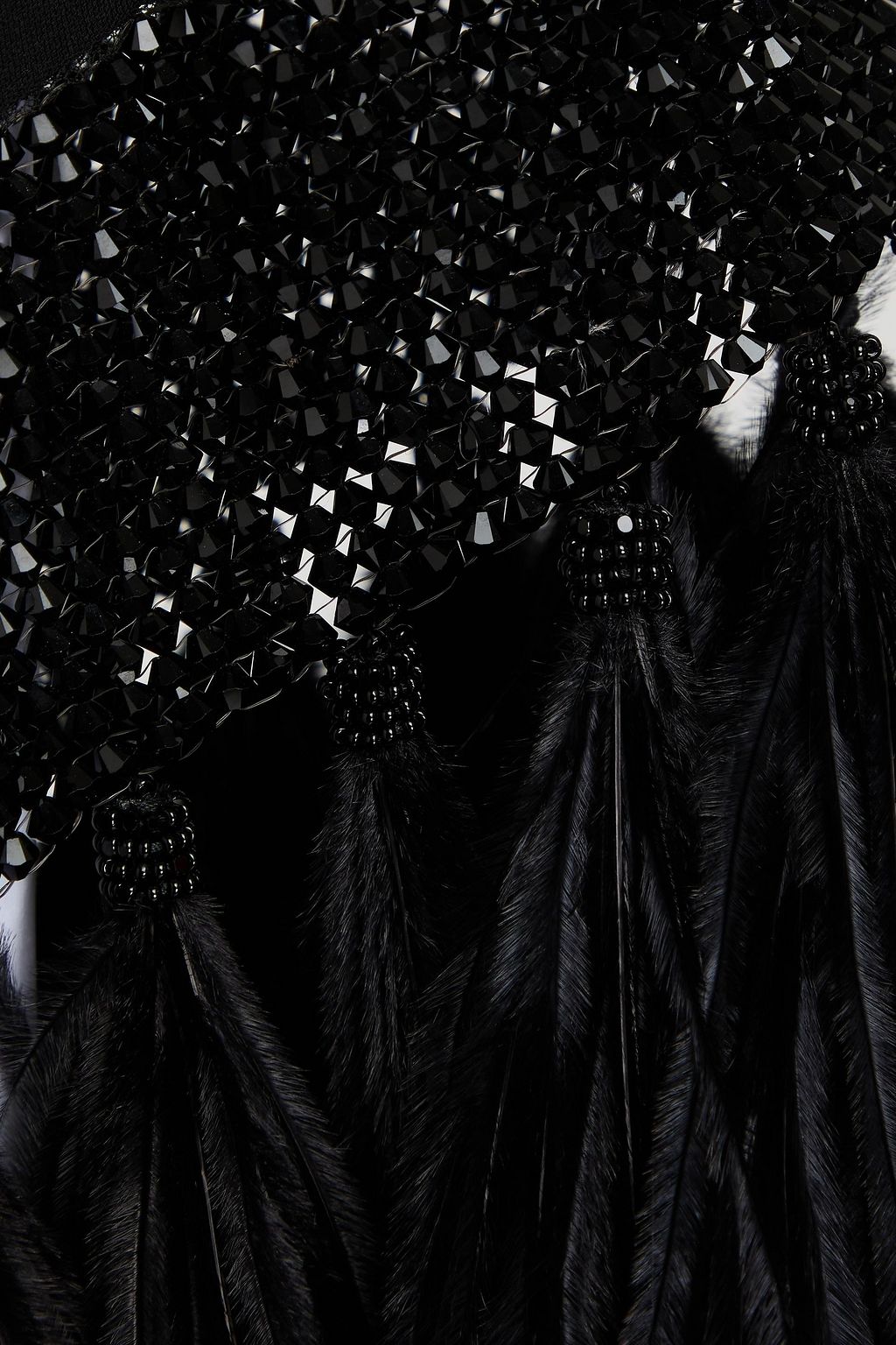 VALENTINO GARAVANI Verziertes Minikleid aus Crêpe mit Federbesatz