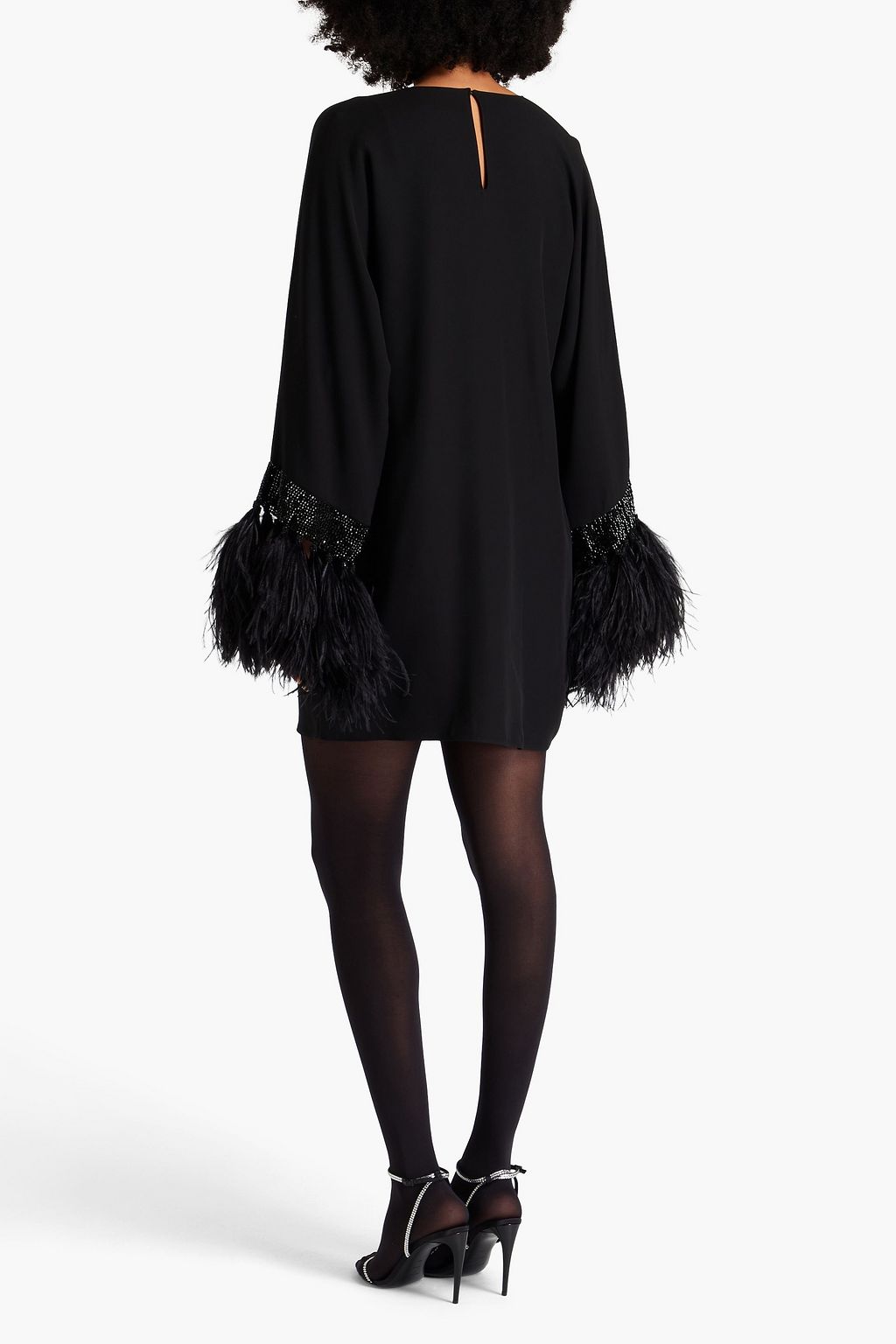 VALENTINO GARAVANI Verziertes Minikleid aus Crêpe mit Federbesatz