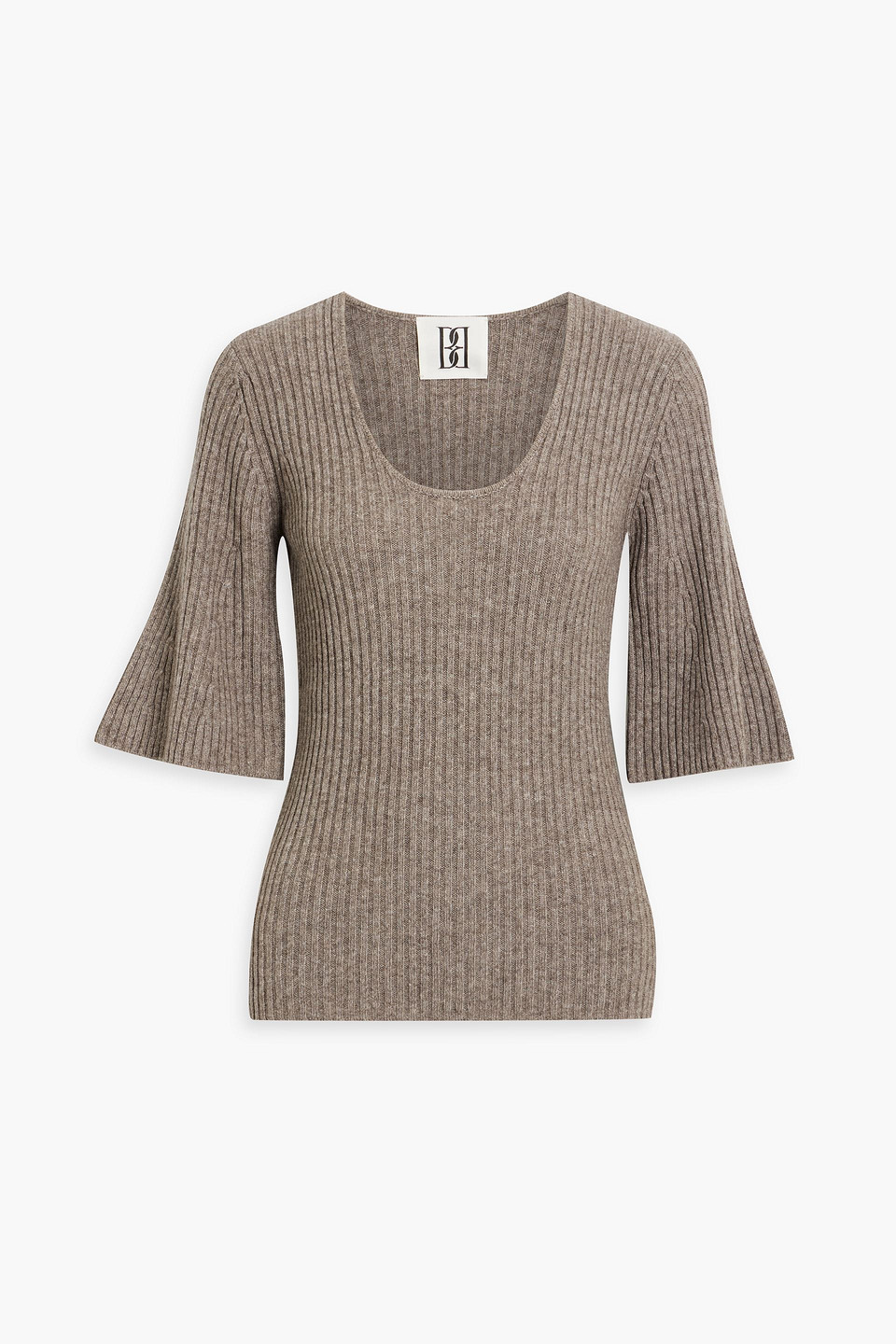 By Malene Birger Remona Ribbed Wool And Yak-blend Top In Mushroom