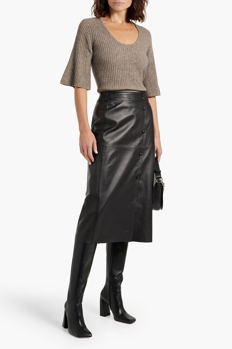 By Malene Birger Remona Ribbed Wool And Yak-blend Top In Mushroom