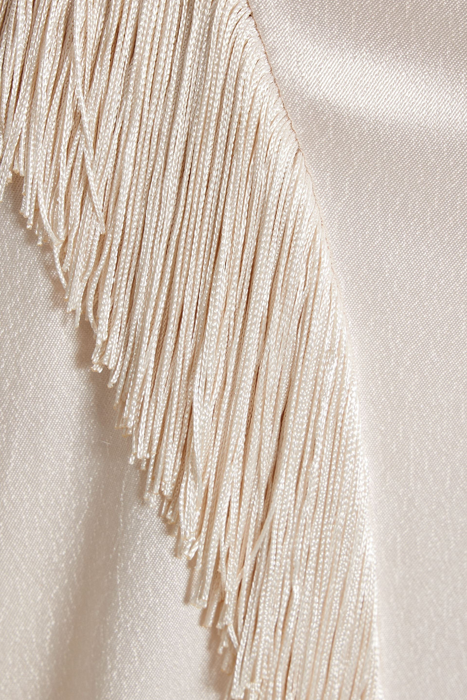 VINCE FRINGED SATIN MIDI SKIRT