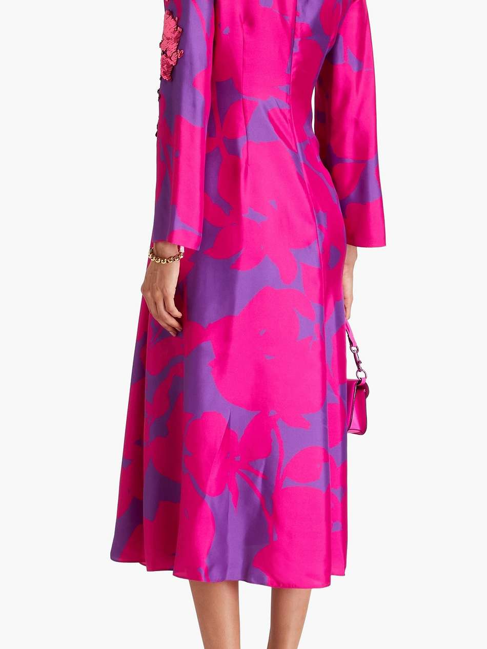embellished floral-print silk-faille midi dress