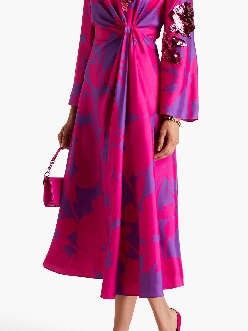 embellished floral-print silk-faille midi dress