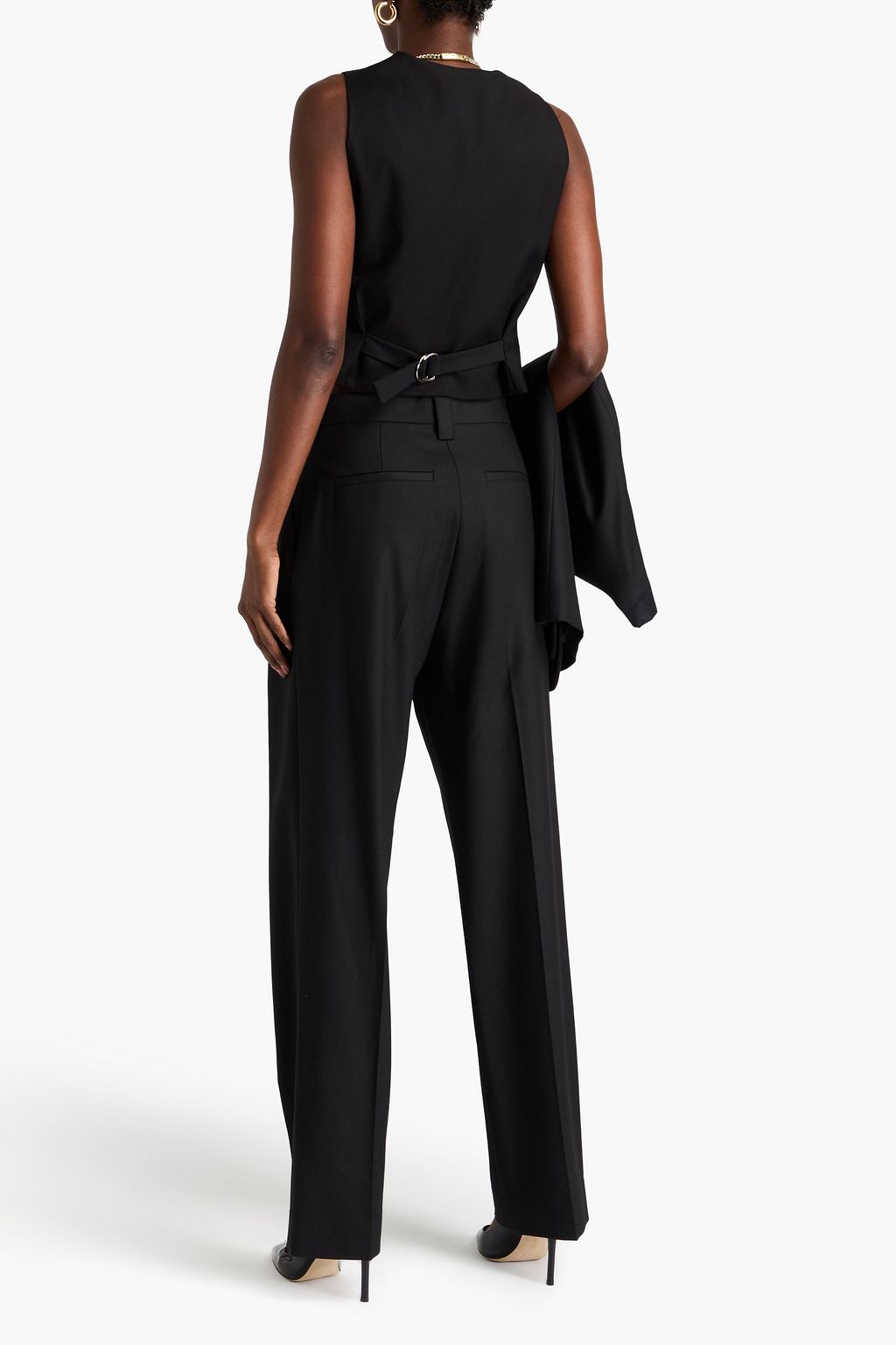 VICTORIA BECKHAM Wrap-effect twill straight-leg pants