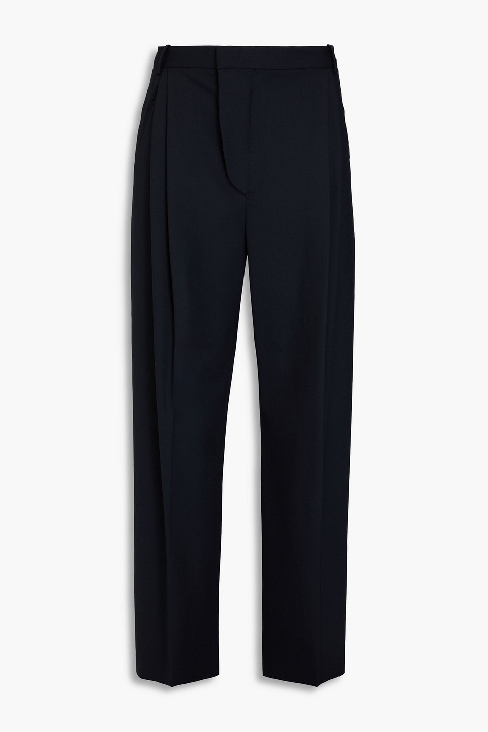 Victoria Beckham Pleated Twill Wide-leg Trousers In Black