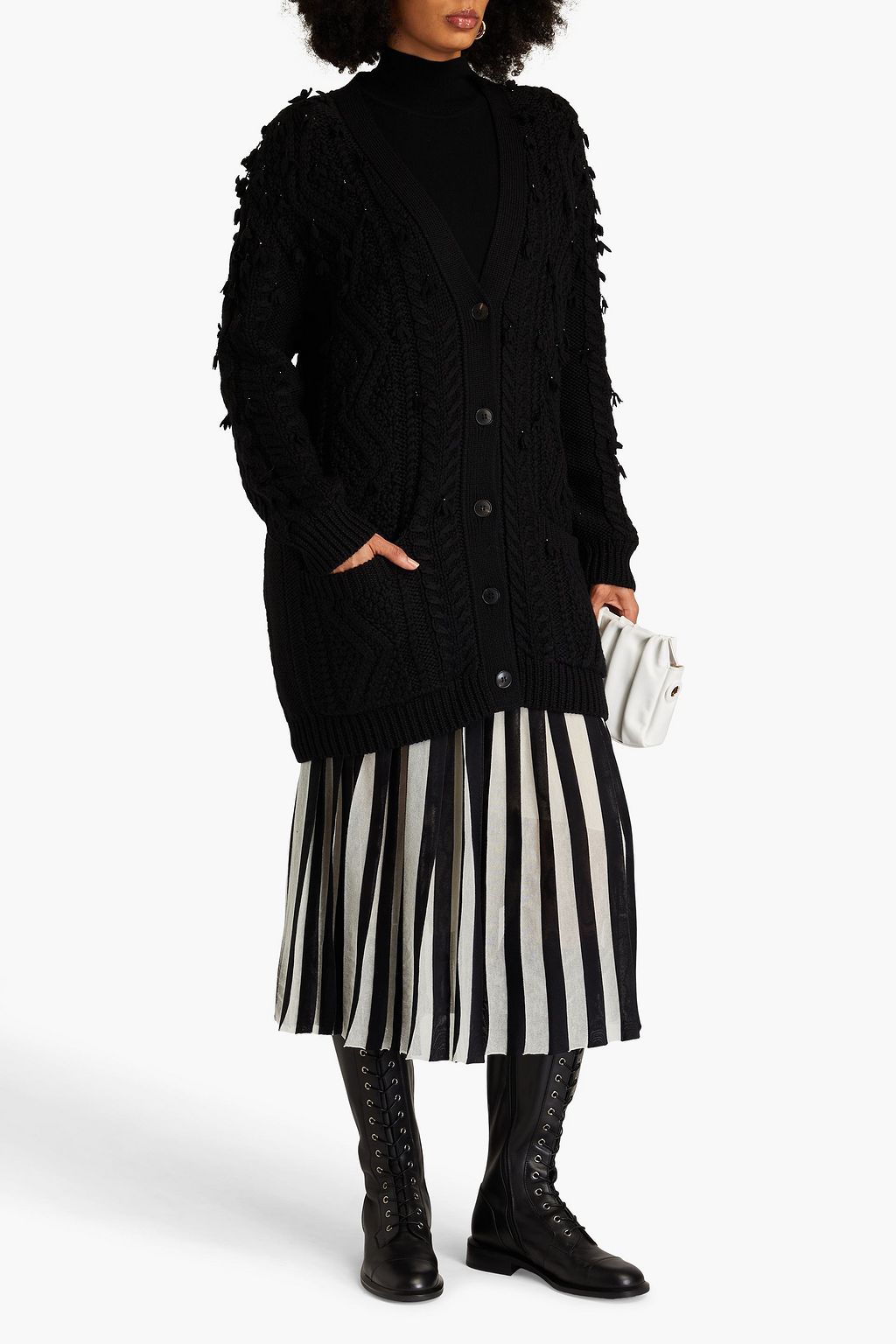 VALENTINO GARAVANI Bead-embellished wool cardigan