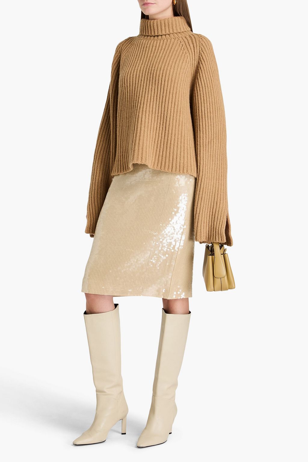 KHAITE Ribbed cashmere turtleneck sweater