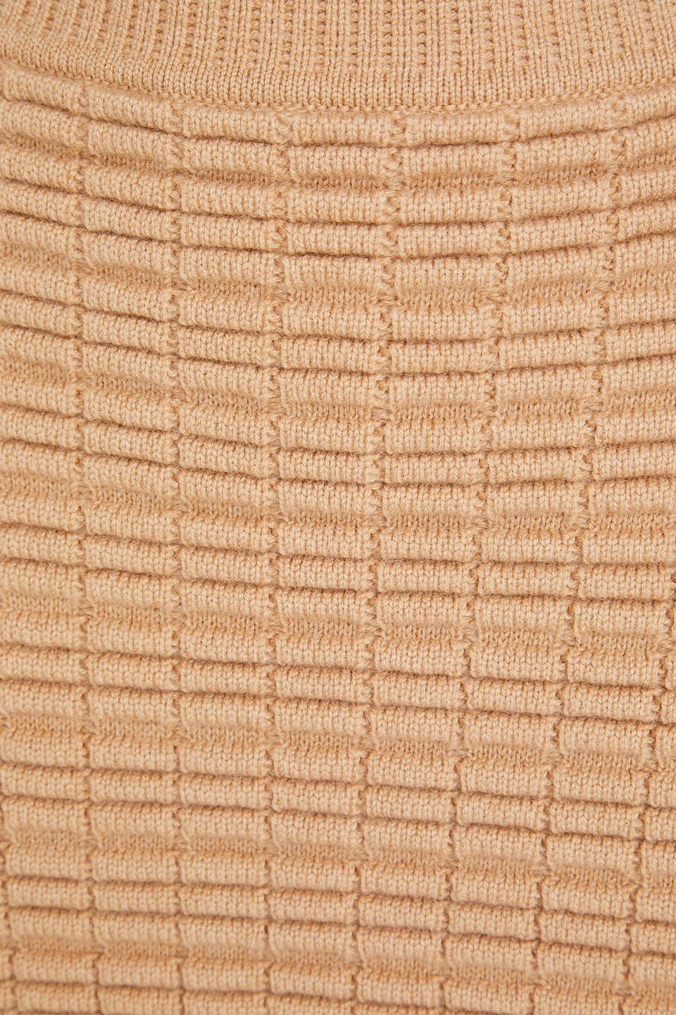 Khaite Textured-knit Cashmere-blend Skirt In Camel
