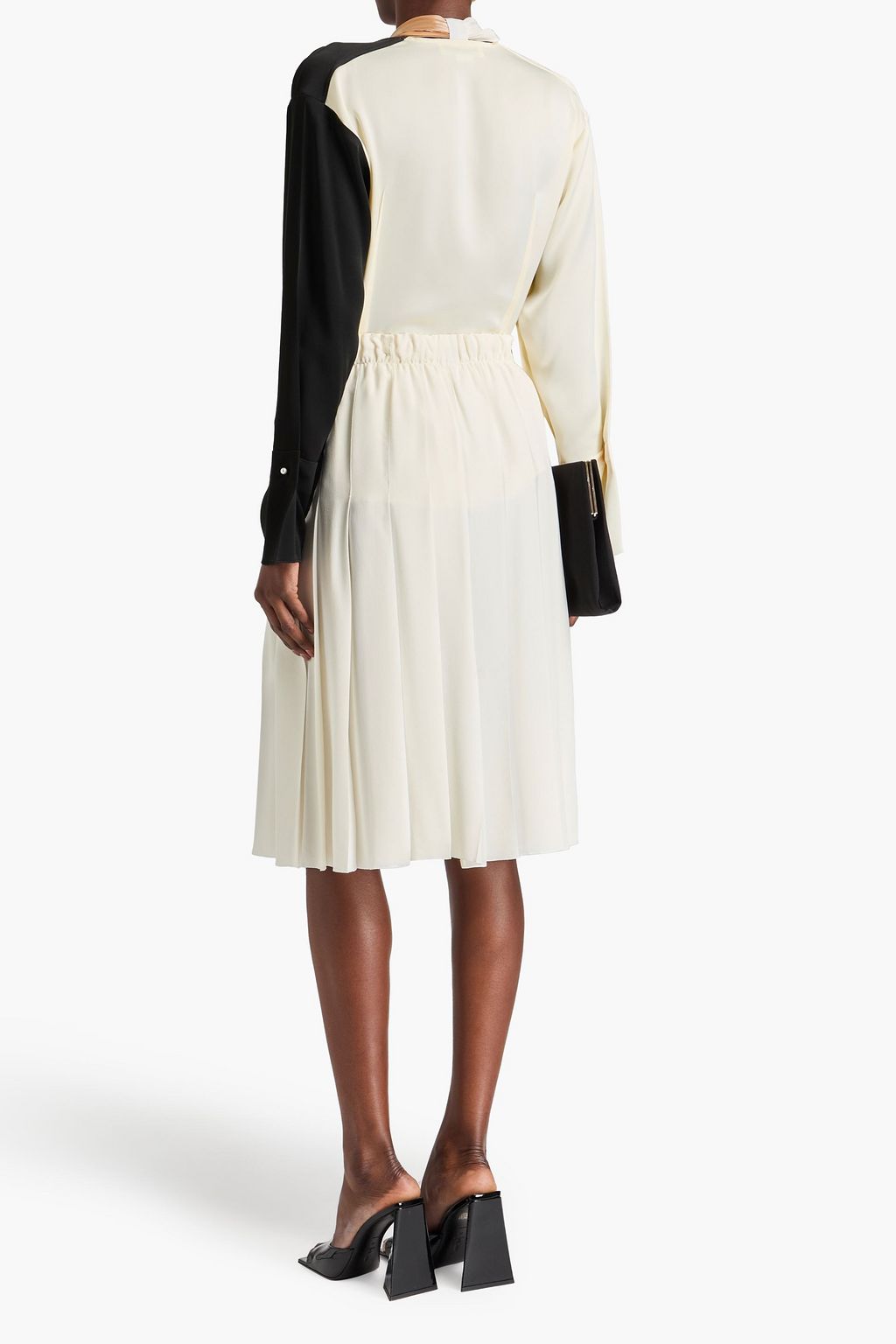 VICTORIA BECKHAM Two-tone pleated silk skirt