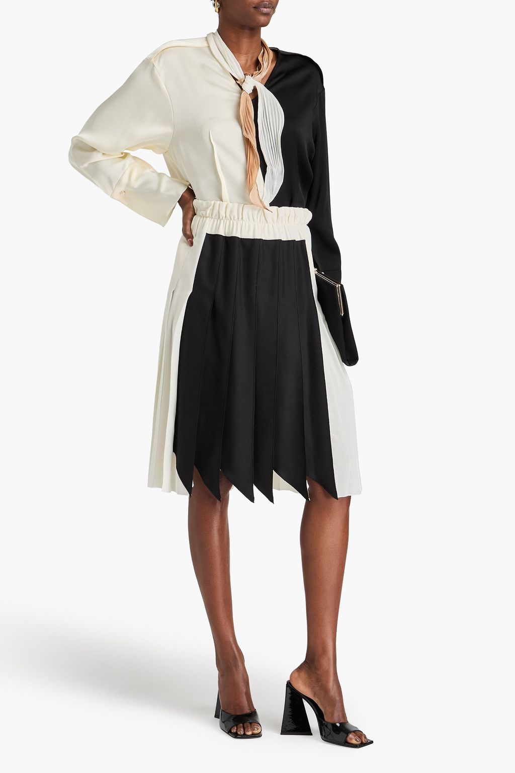 VICTORIA BECKHAM Two-tone pleated silk skirt