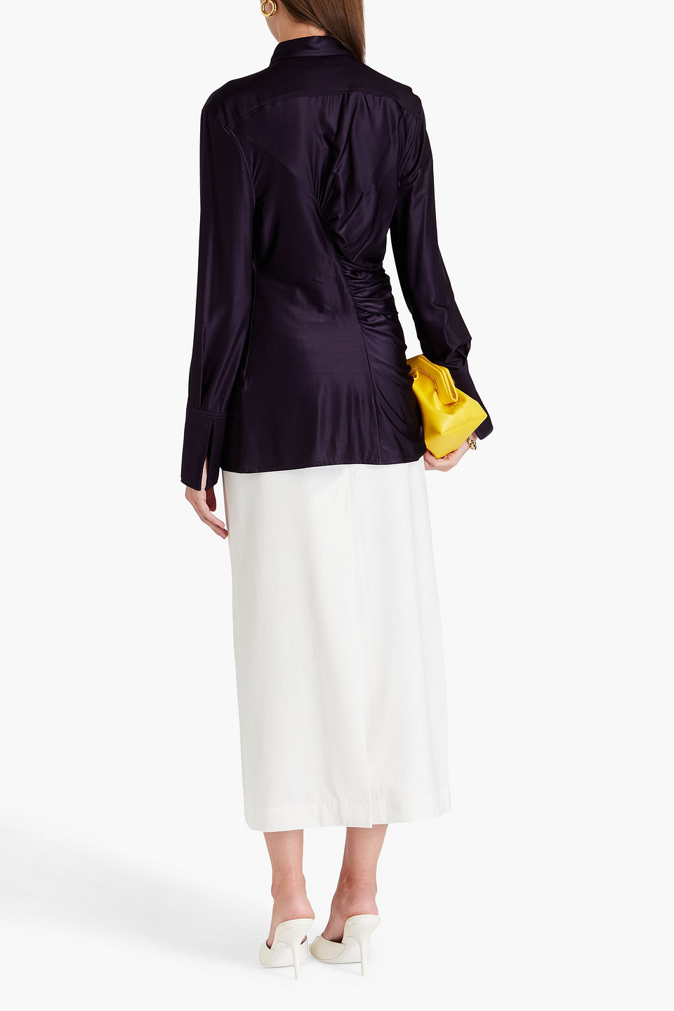 VICTORIA BECKHAM RUFFLED SATIN-JERSEY SHIRT