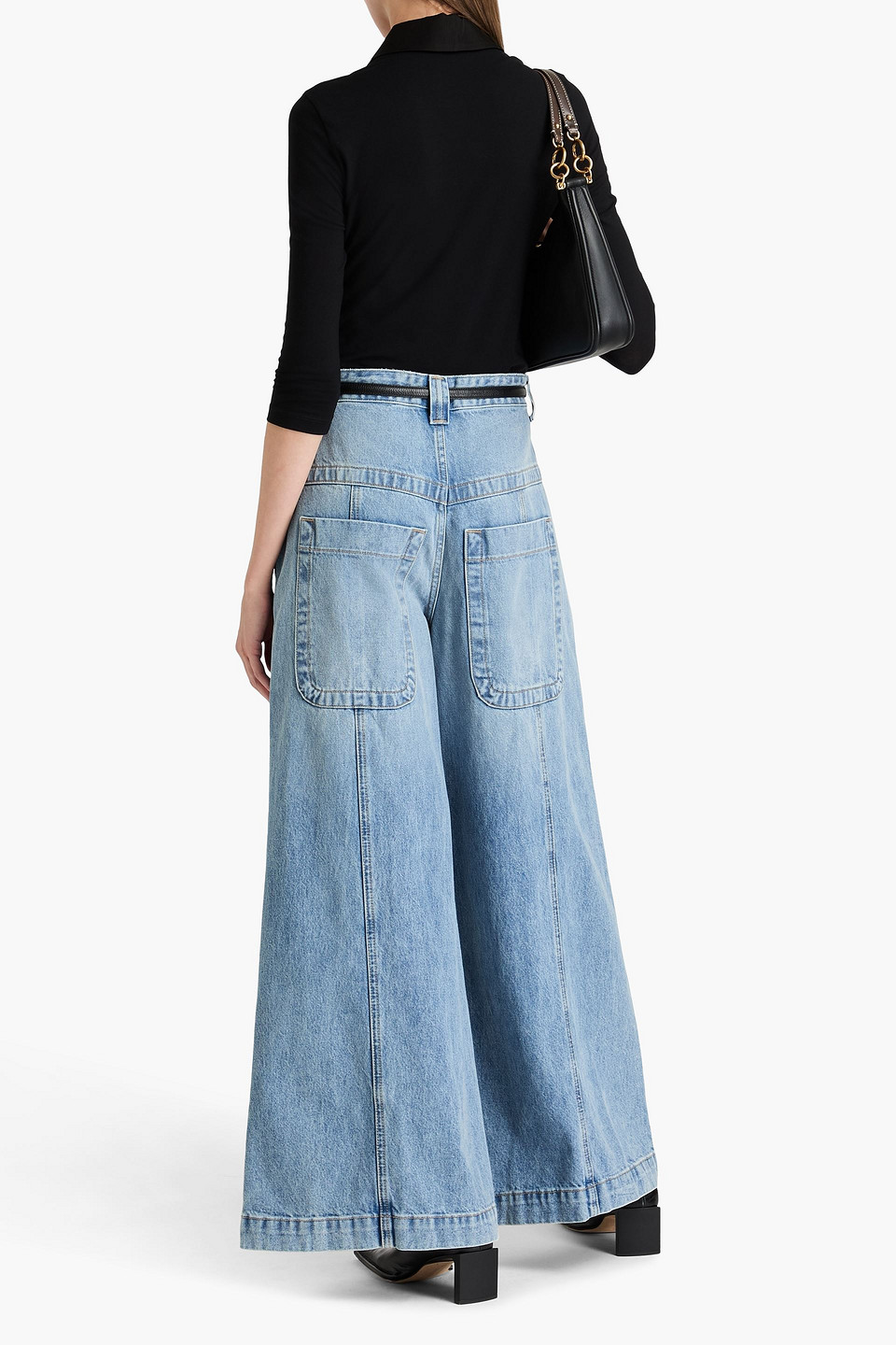 Khaite Faded High-rise Wide-leg Jeans In Light Denim