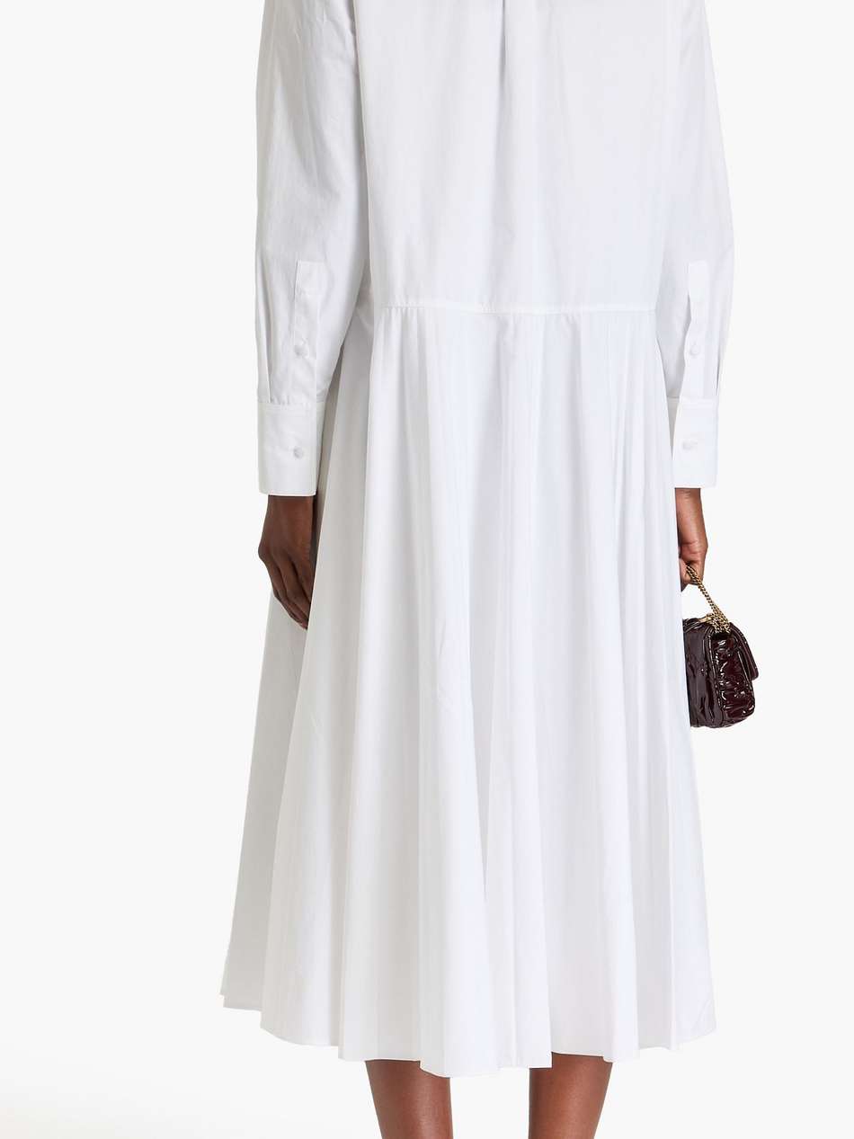 floral-appliquéd cotton-poplin midi shirt dress