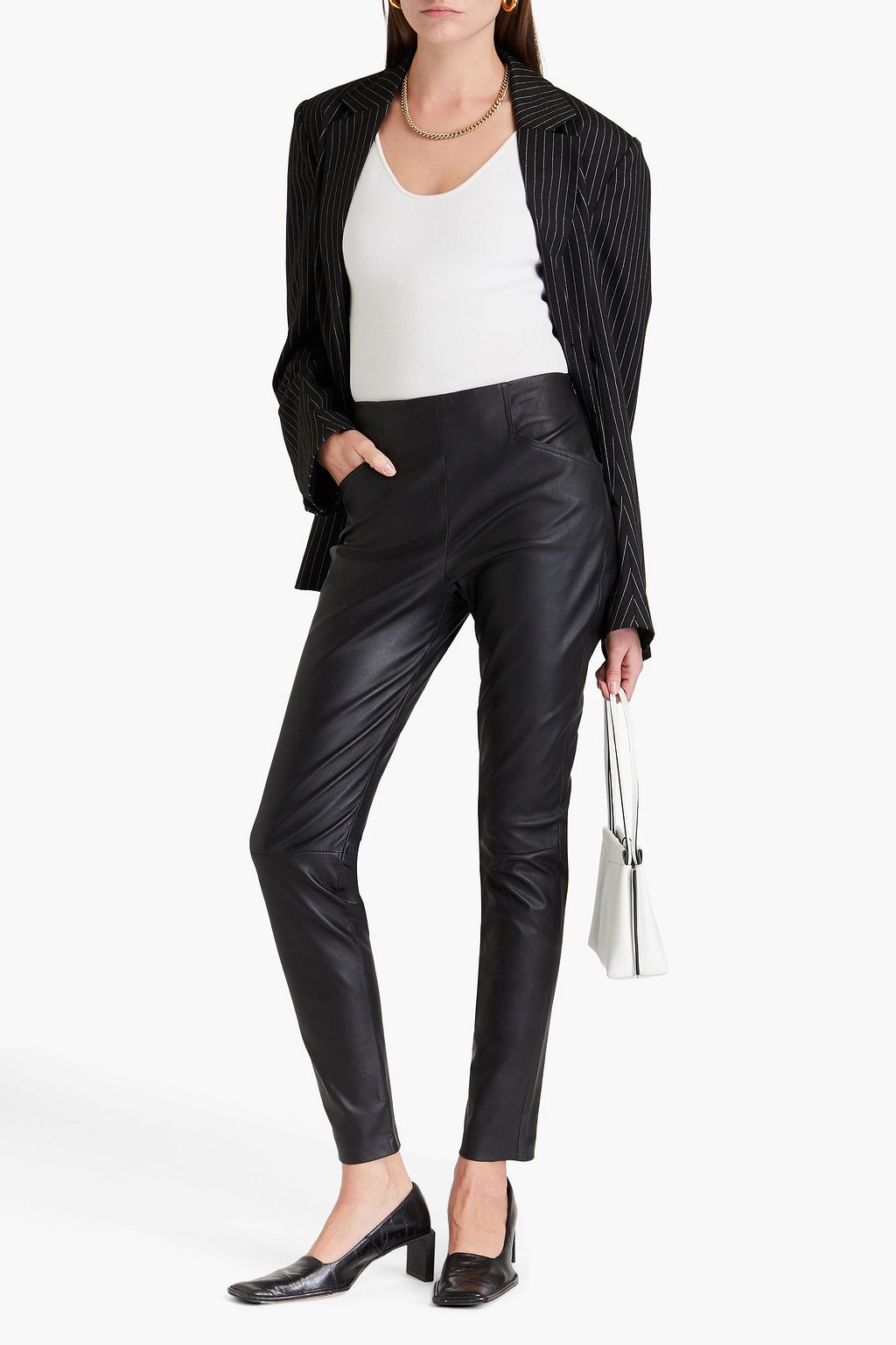 VICTORIA BECKHAM 가죽 슬림 레그 팬츠