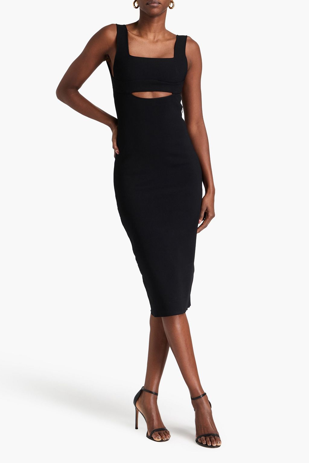 VB BODY VICTORIA BECKHAM 컷아웃 디테일 스트레치 니트 미디 드레스