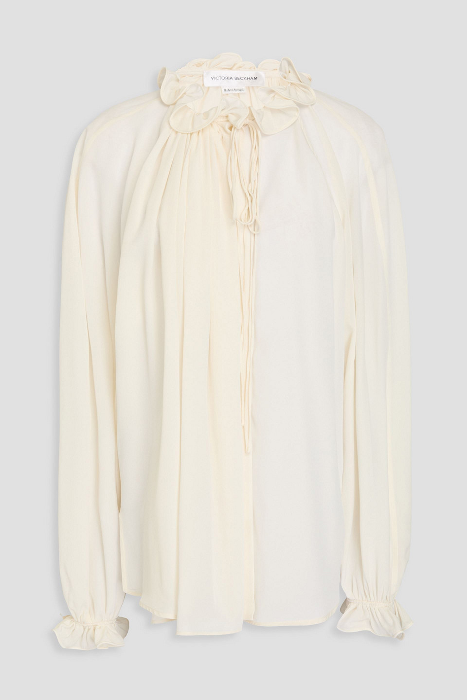 Victoria Beckham Ruffled Silk Crepe De Chine Blouse In Ivory