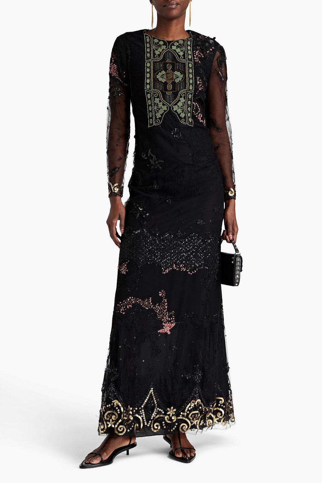 VALENTINO GARAVANI Embellished tulle maxi dress