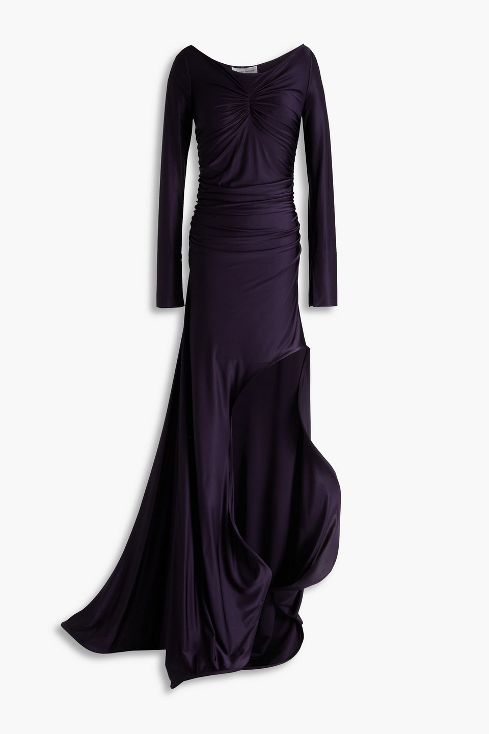 Victoria Beckham Ruffled Satin-jersey Gown In Black