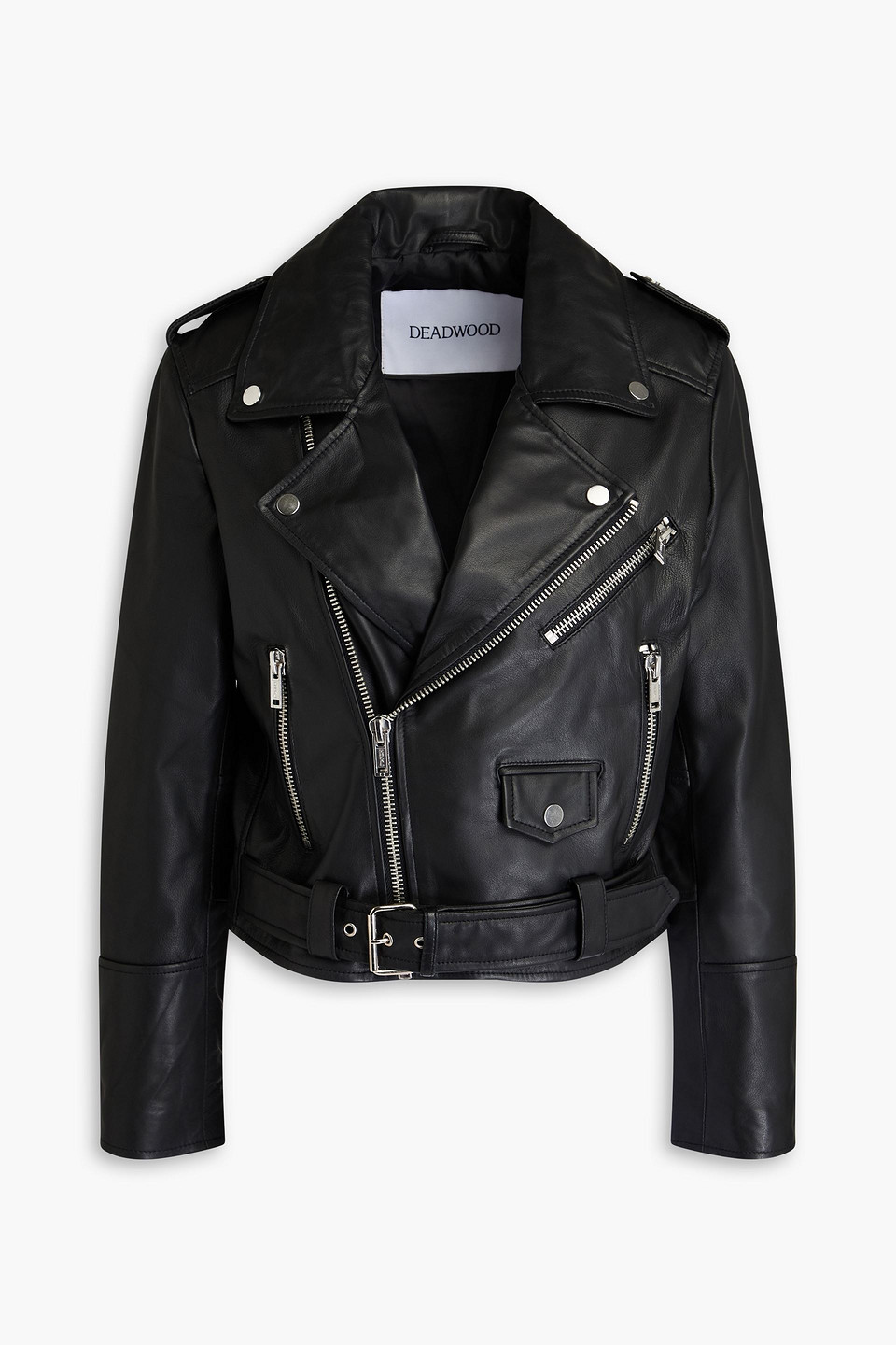 Deadwood Joan Leather Biker Jacket In Black