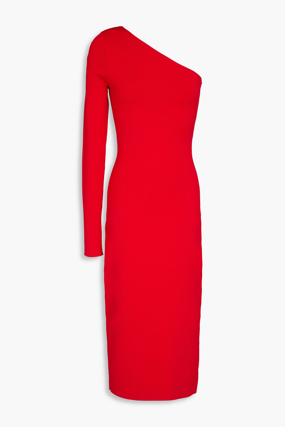 One-shoulder stretch-knit midi dress