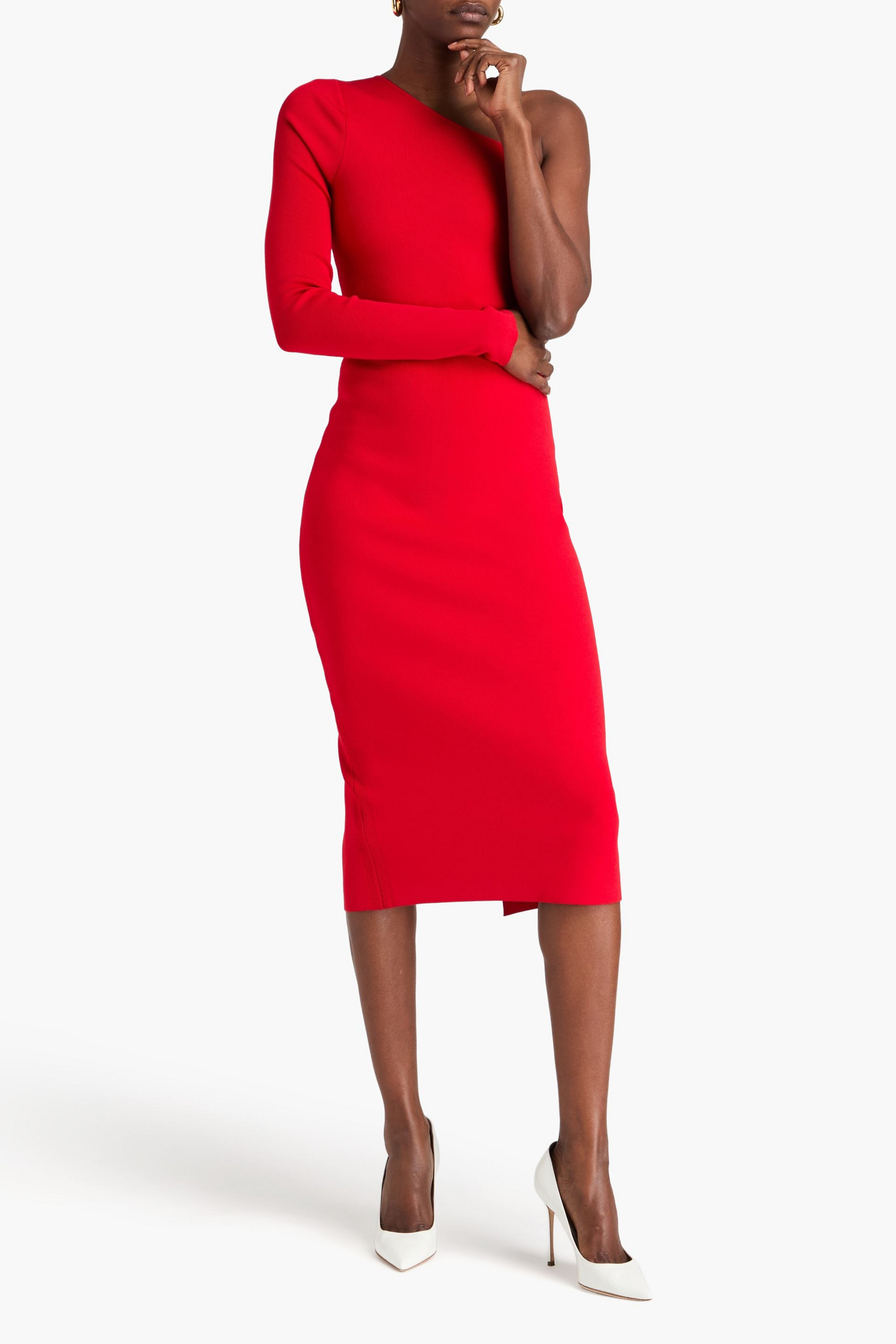 VB BODY VICTORIA BECKHAM One-shoulder stretch-knit midi dress