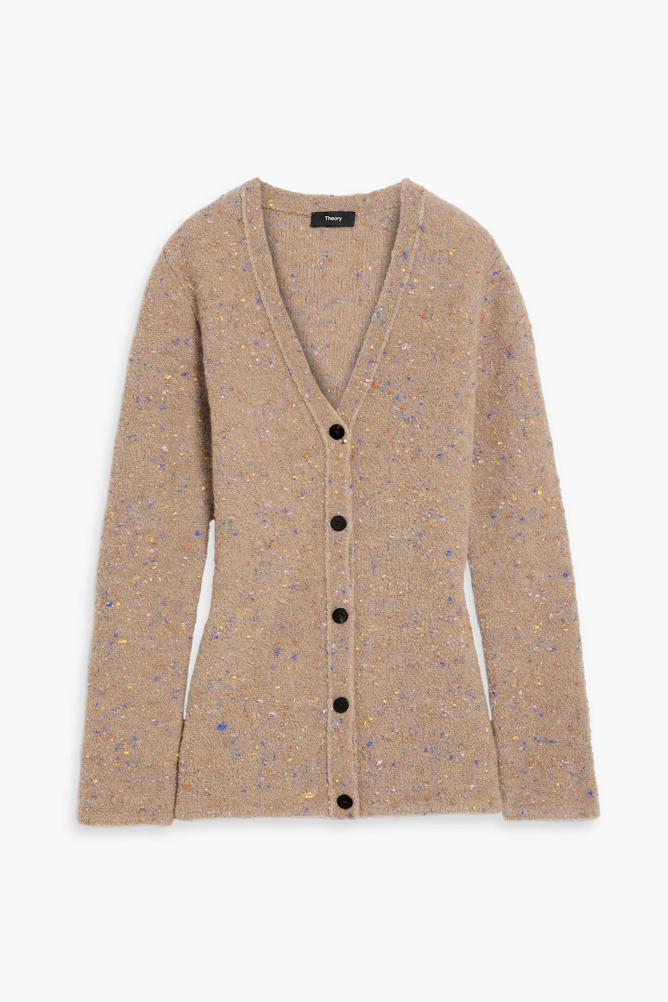 Theory Donegal Bouclé-knit Merino-wool Blend Cardigan In Sand