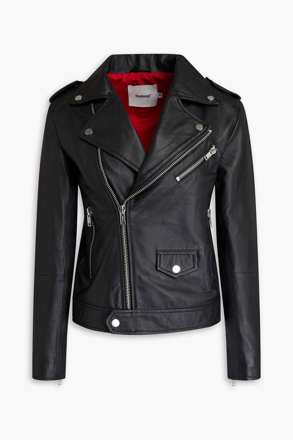 Deadwood River Leather Biker Jacket In Black