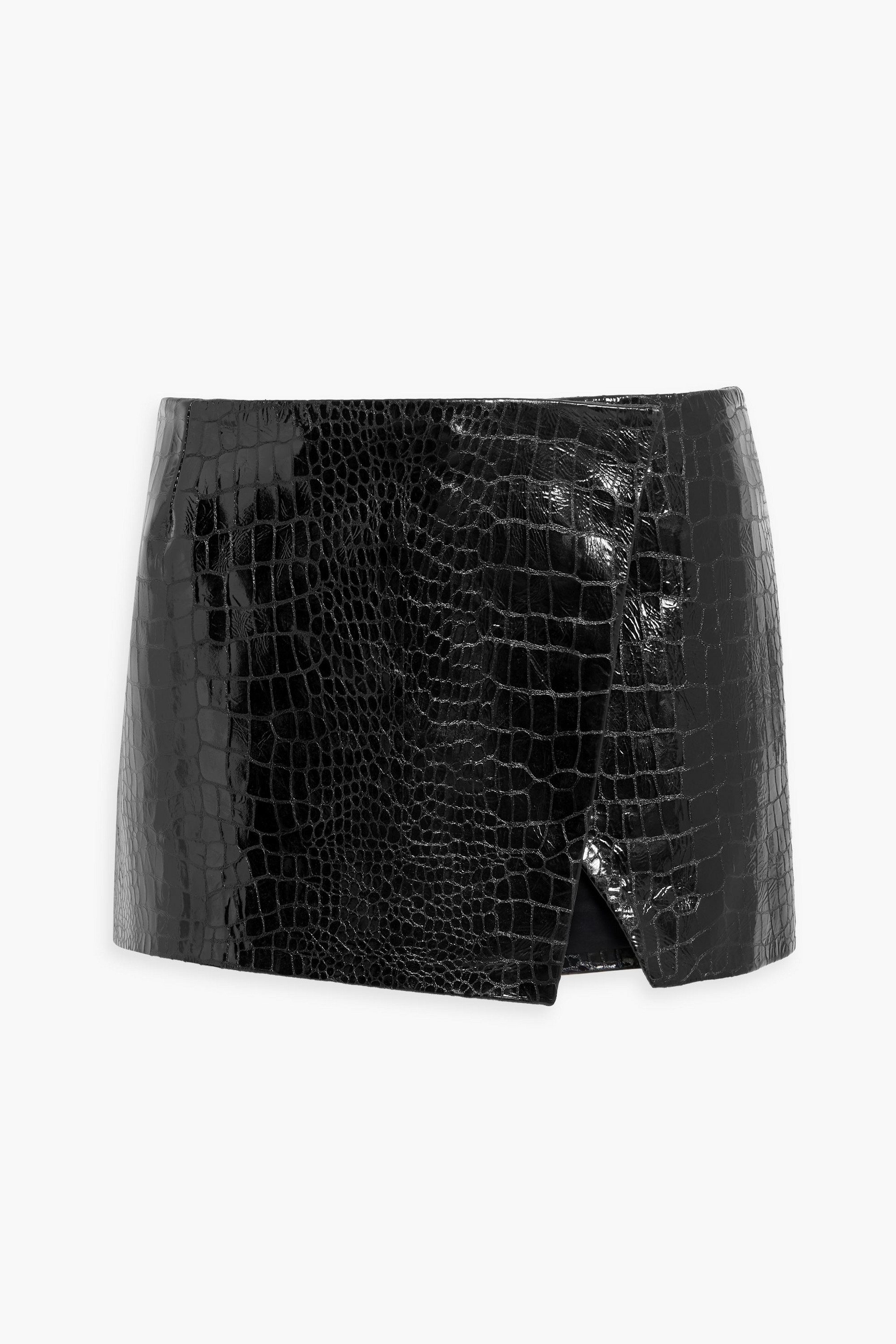 Retrofête Christine croc-effect leather mini wrap skirt thumbnail