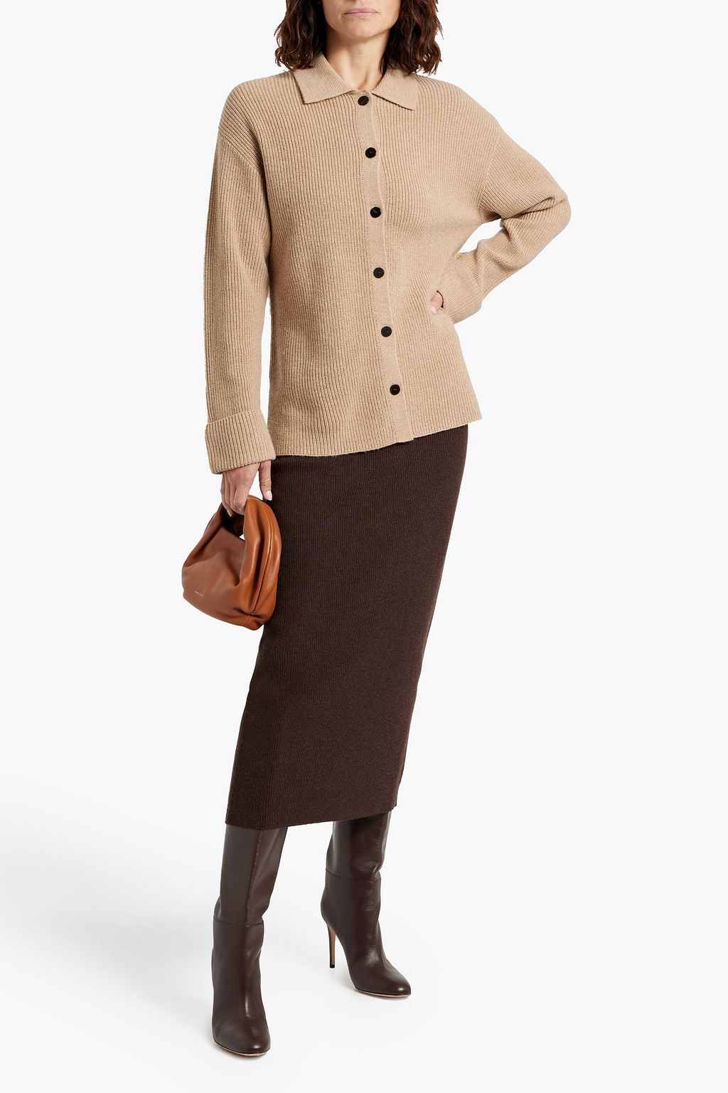 THEORY Ribbed merino wool and cashmere-blend cardigan