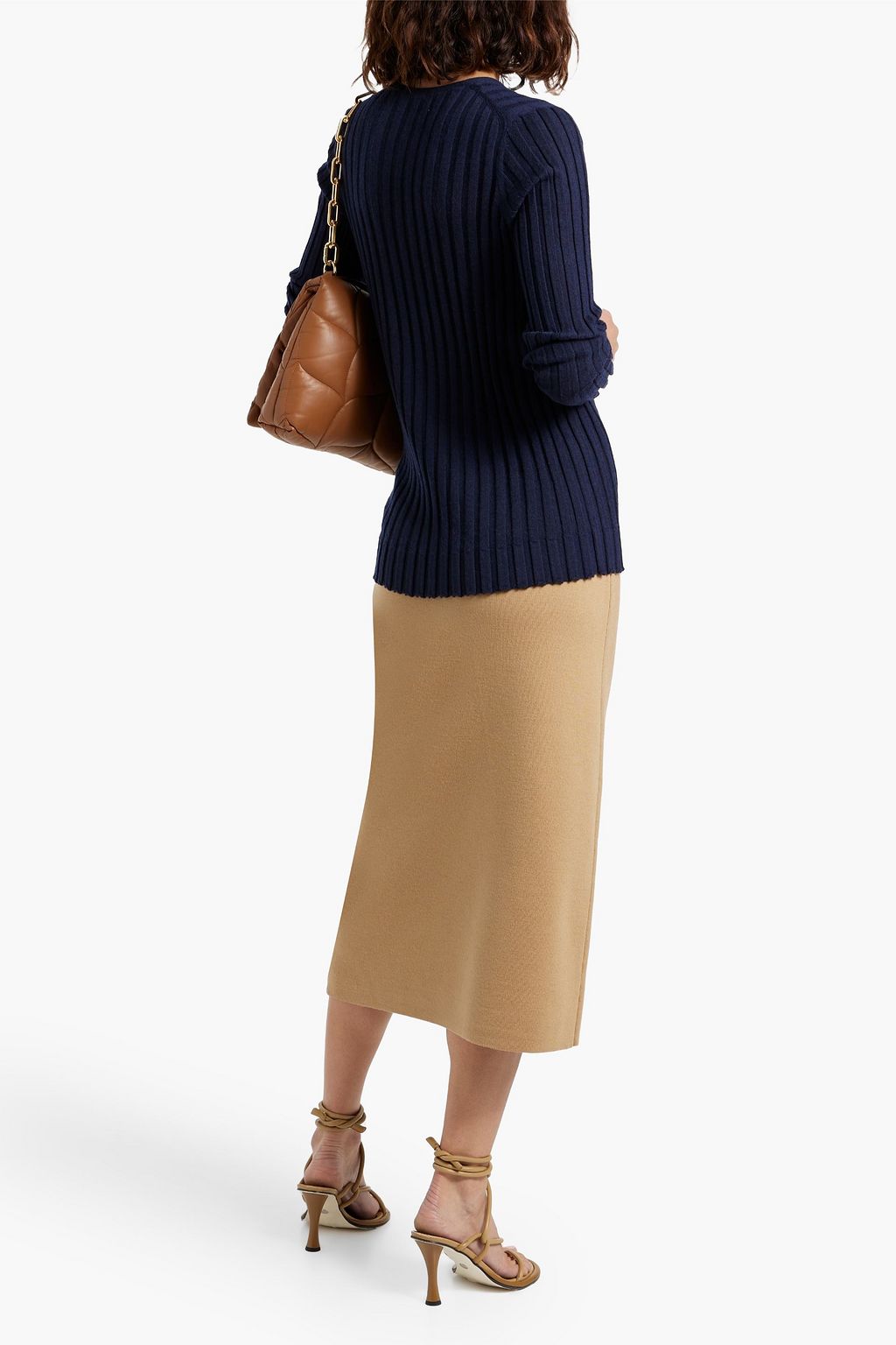 THEORY Merino wool-blend midi skirt