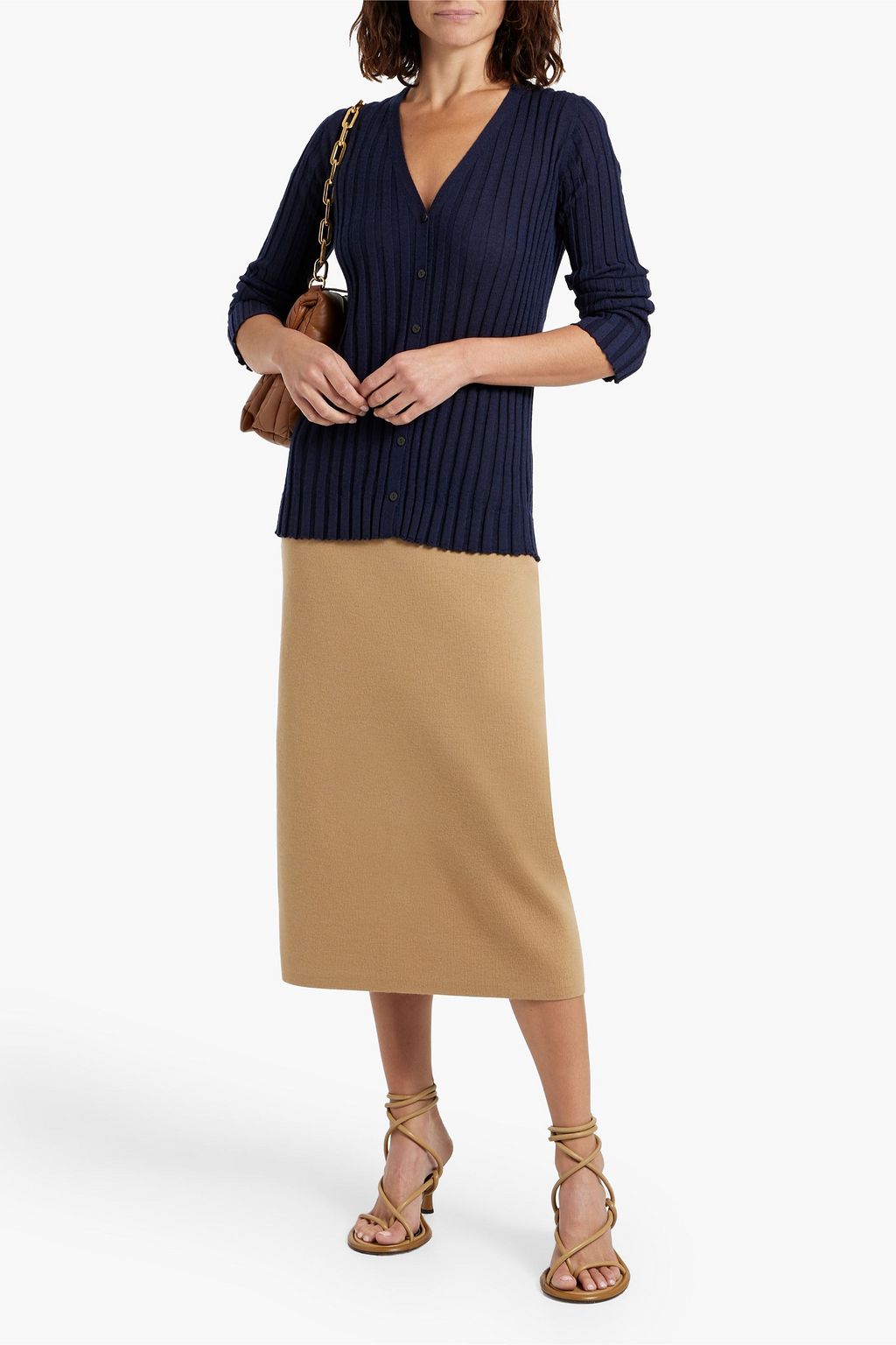 THEORY Merino wool-blend midi skirt