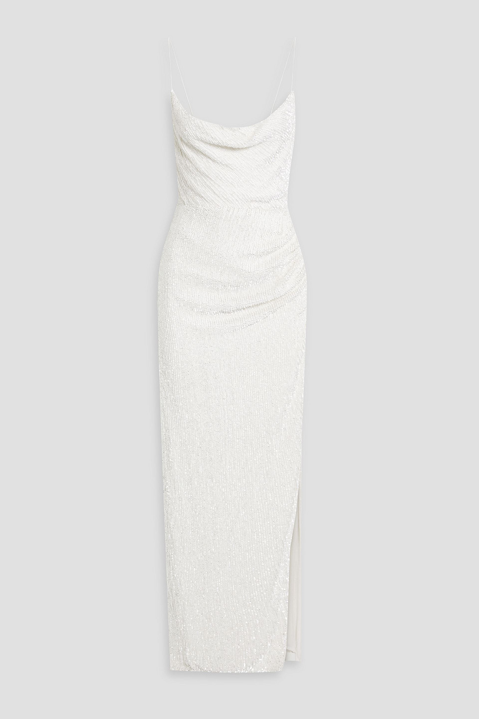 retrofête - katya draped sequined chiffon gown - white - xs