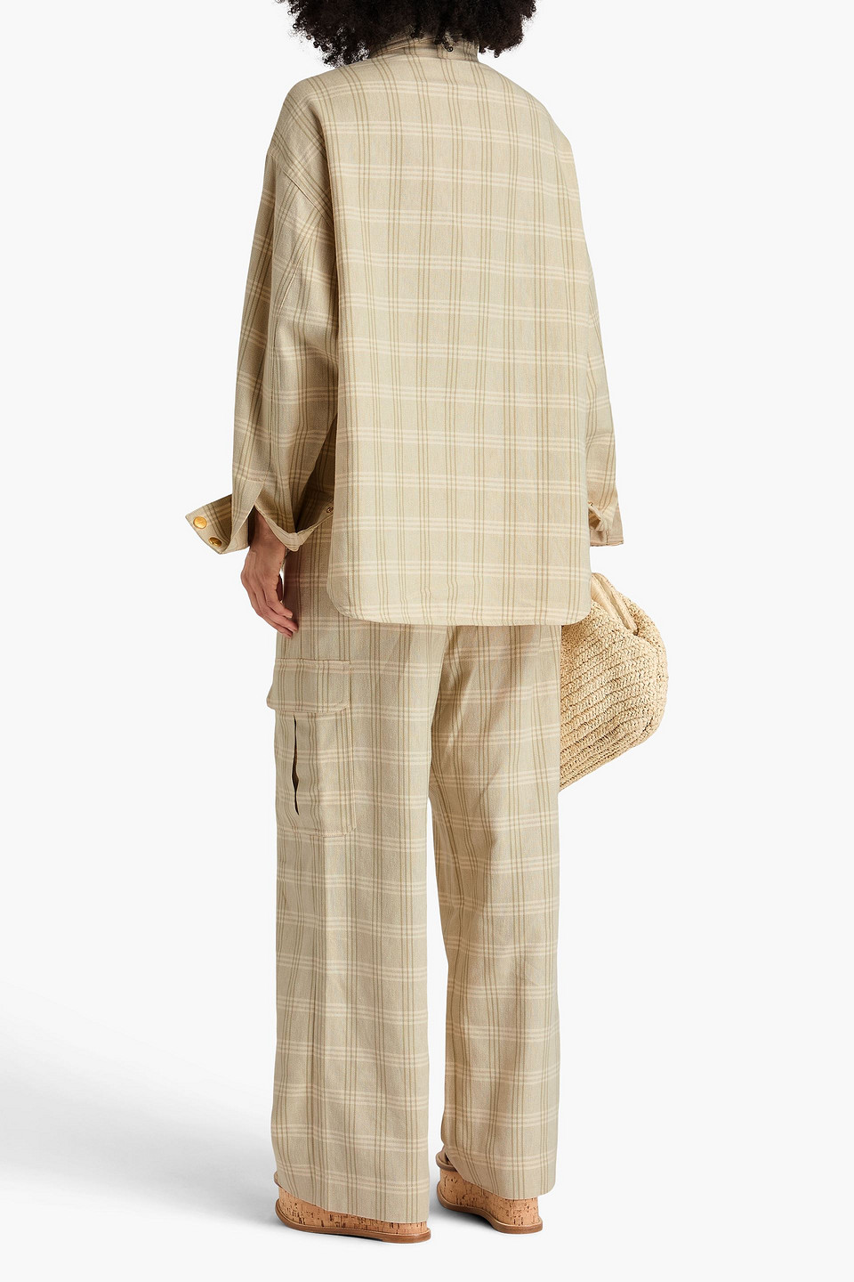 Zimmermann Oversized Checked Cotton And Linen-blend Shirt In Light Green