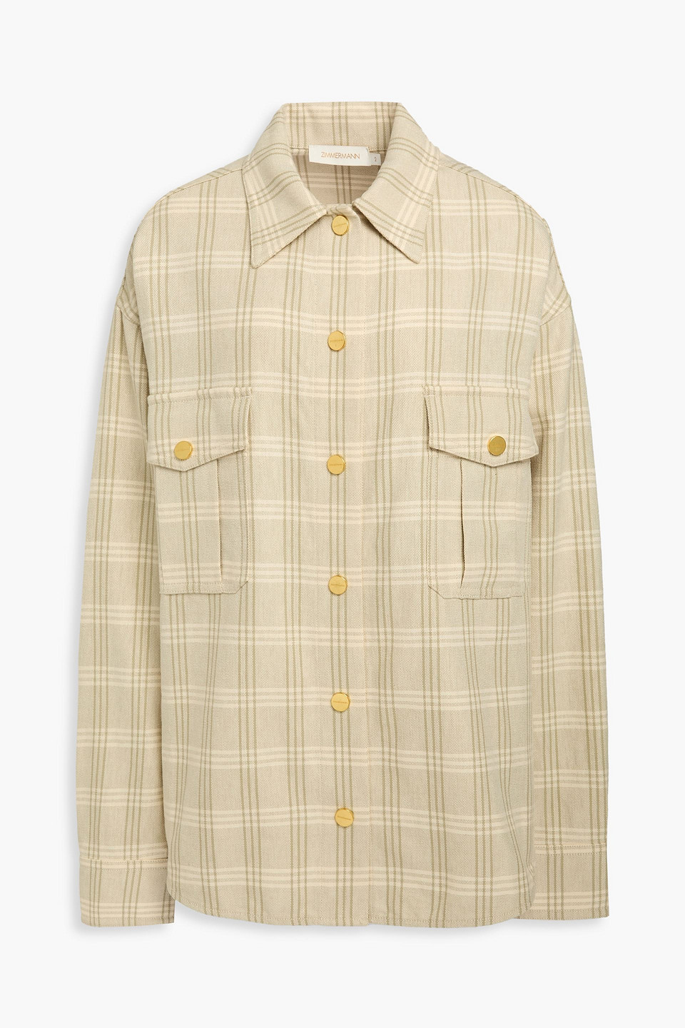 Zimmermann Oversized Checked Cotton And Linen-blend Shirt In Light Green