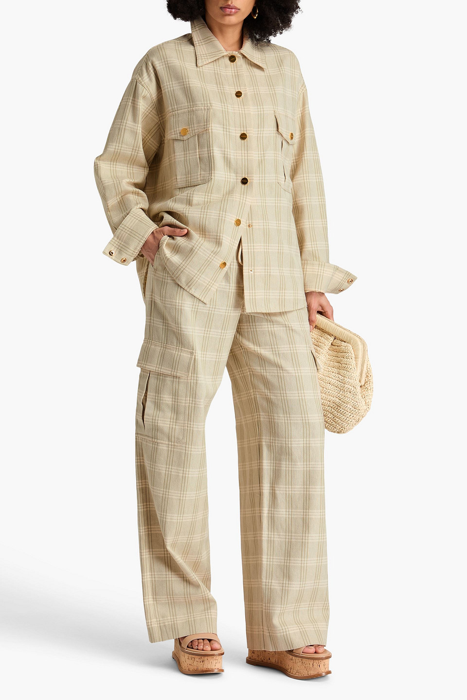 Zimmermann Oversized Checked Cotton And Linen-blend Shirt In Light Green