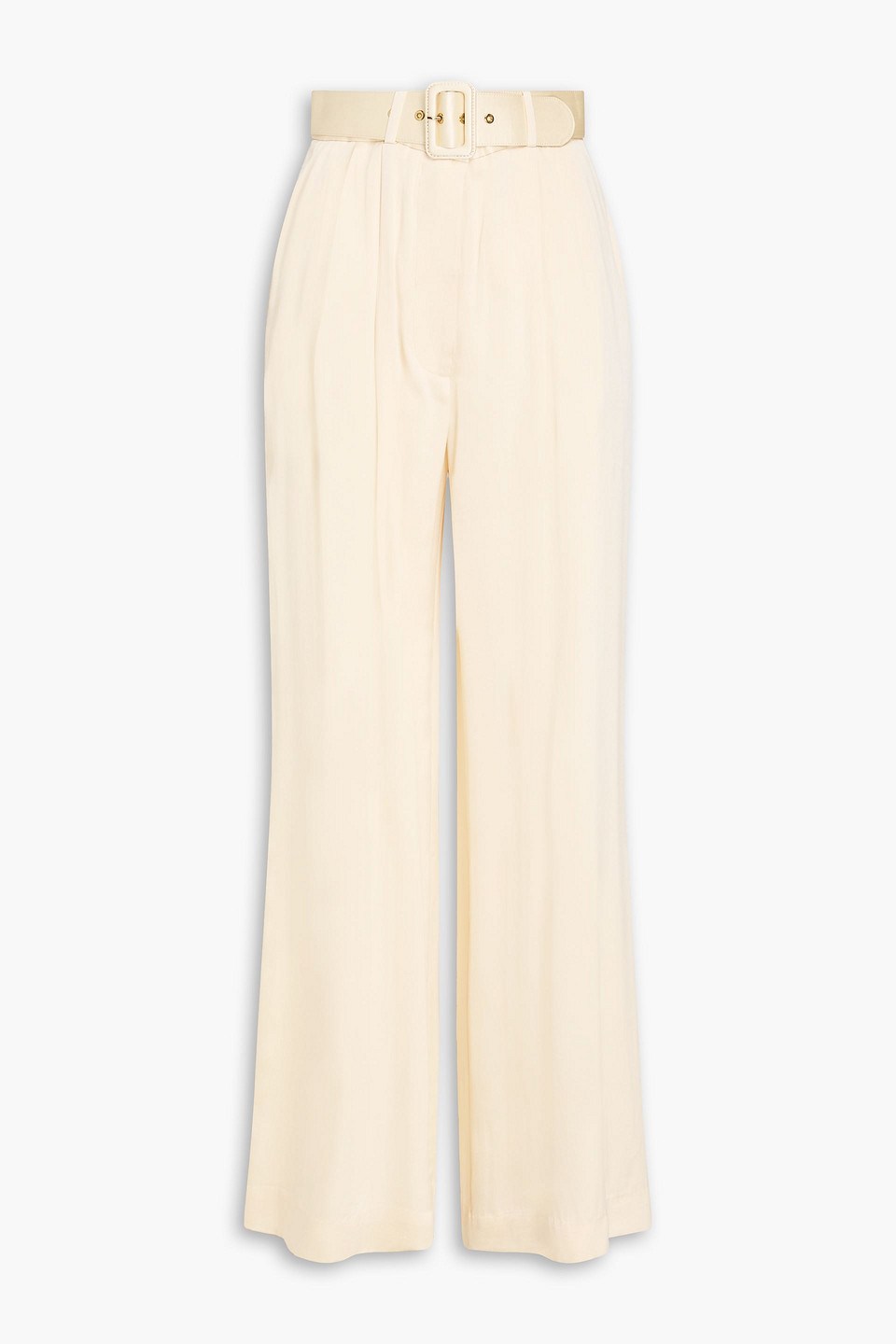 Zimmermann Belted Washed-silk Wide-leg Trousers In Pastel Orange
