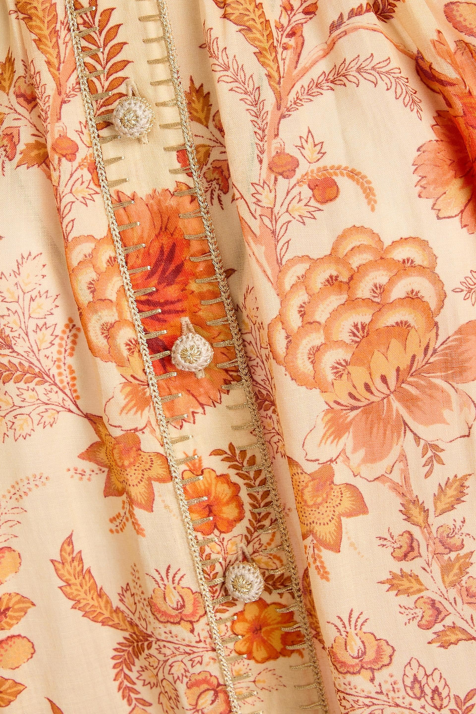 Shop Zimmermann Floral-print Ramie Blouse In Orange