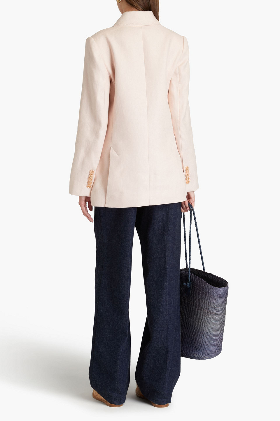 Zimmermann Double-breasted Linen Blazer In Blush