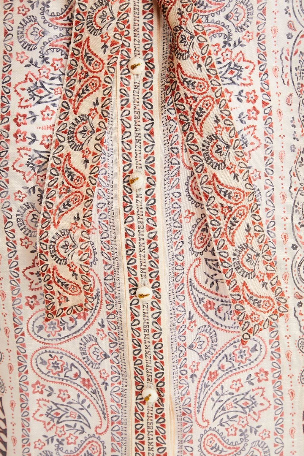 ZIMMERMANN 페이즐리 프린트 리넨 실크 혼방 셔츠