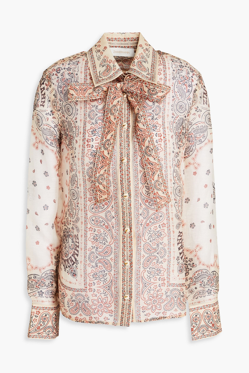 Zimmermann Paisley-print Linen And Silk-blend Shirt In Beige