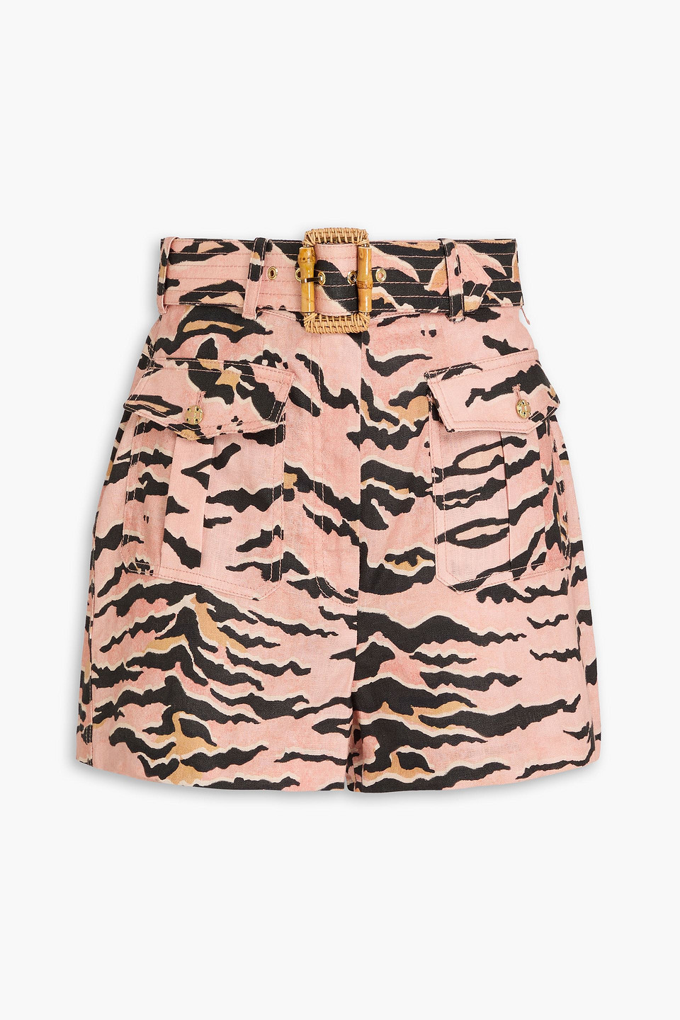 Zimmermann Matchmaker Safari Printed Linen Shorts In Animal Print
