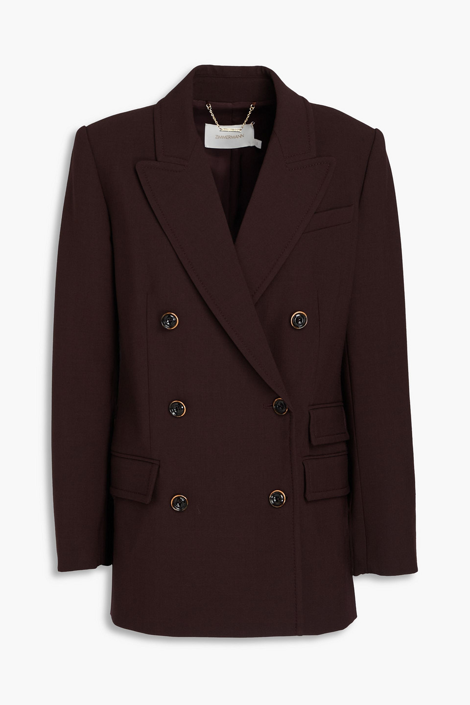 Zimmermann - Double-breasted crepe blazer - Brown - 0