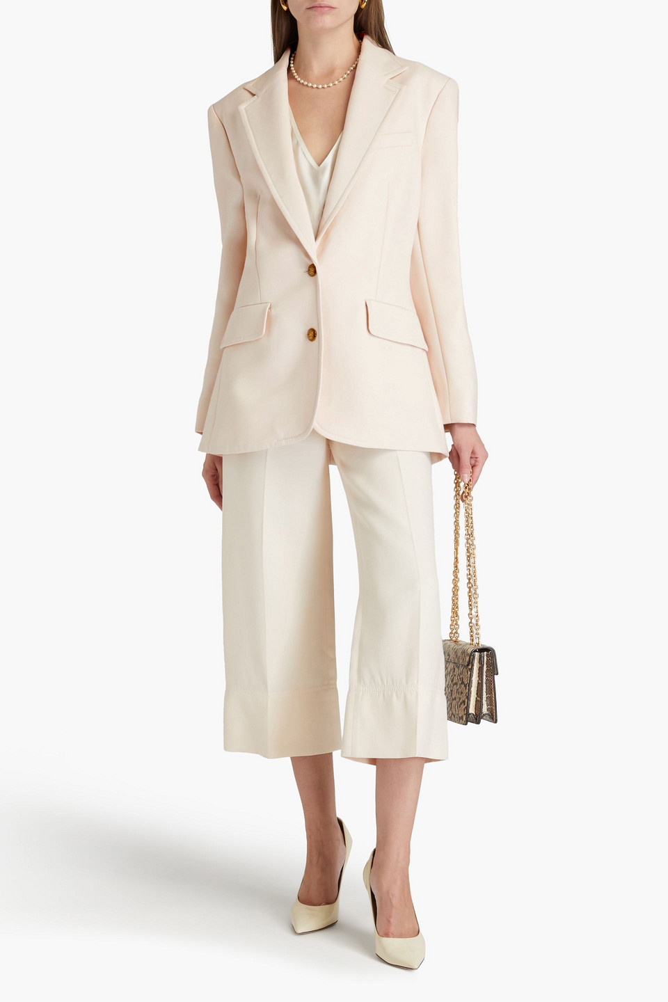 Zimmermann Wool-blend Crepe Blazer In Ecru