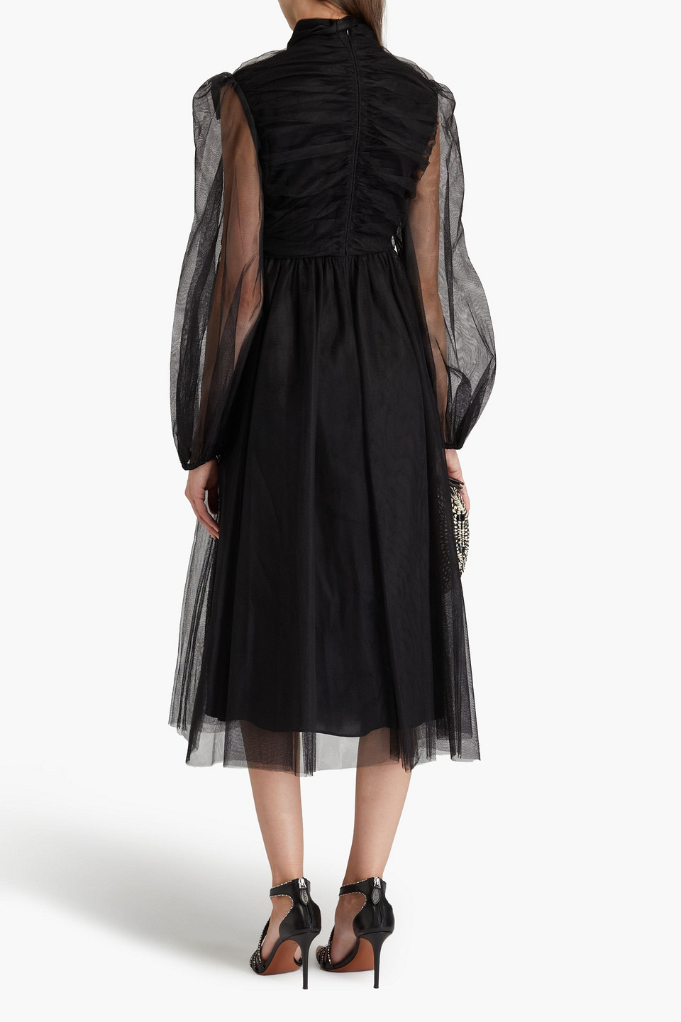 Zimmermann Tulle Midi Dress In Black