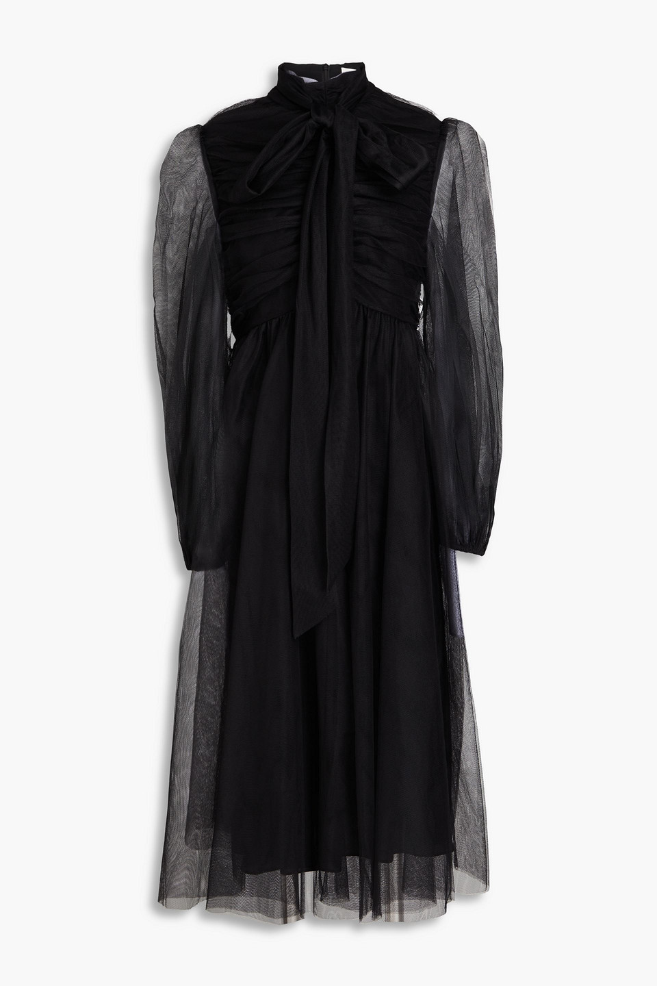 Zimmermann Tulle Midi Dress In Black