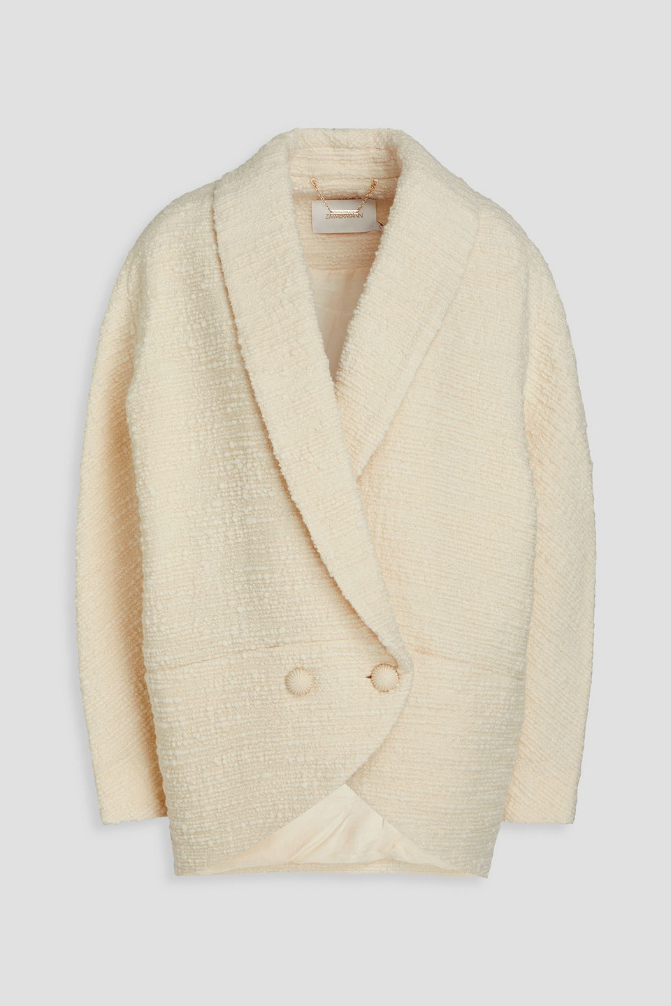 Zimmermann Wool-blend Tweed Coat In Grey