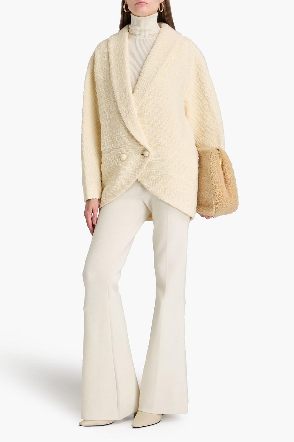 Zimmermann Wool-blend Tweed Coat In Ivory