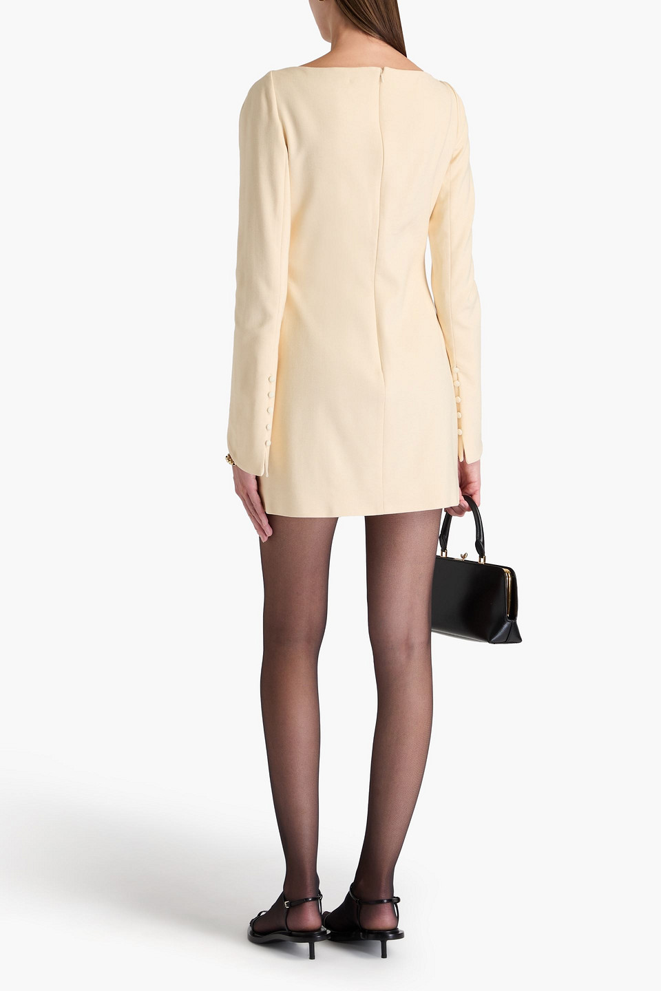 KHAITE TATE BUTTON-DETAILED WOVEN MINI DRESS